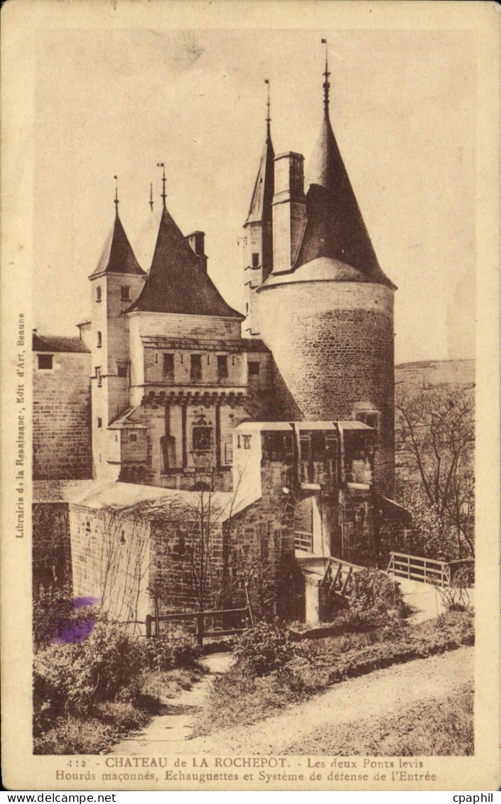 CPA Chateau de la Rochepot Les deux Ponts Levis