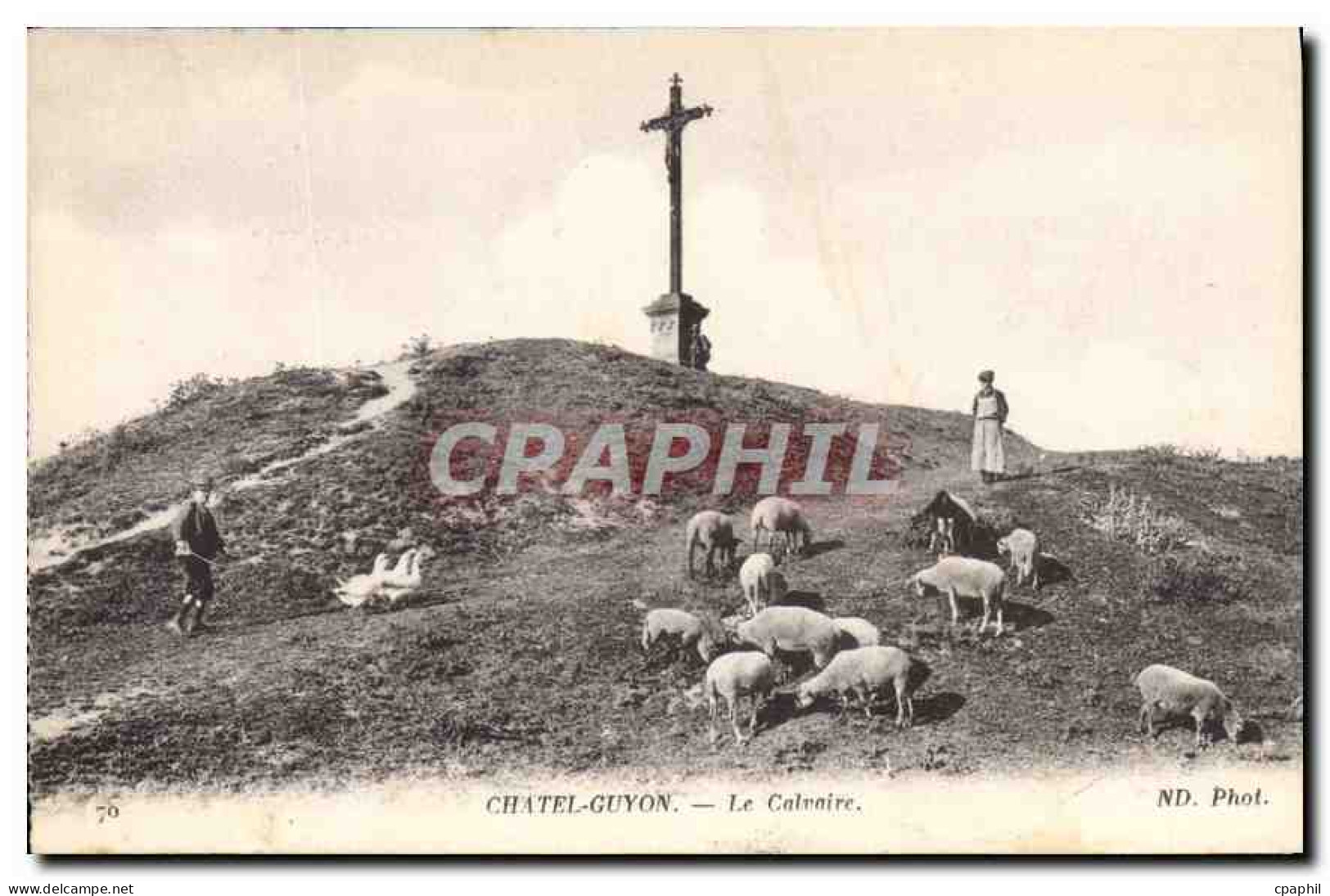 CPA Chatel Guyon Le Calvaire Berger Moutons
