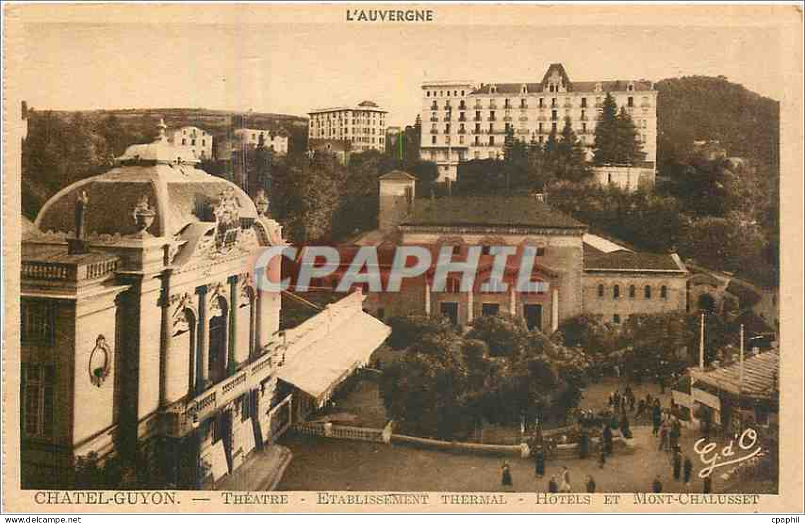 CPA Chatel Guyon Theatre Etablissement Thermal Hotels et Mont Chalusset
