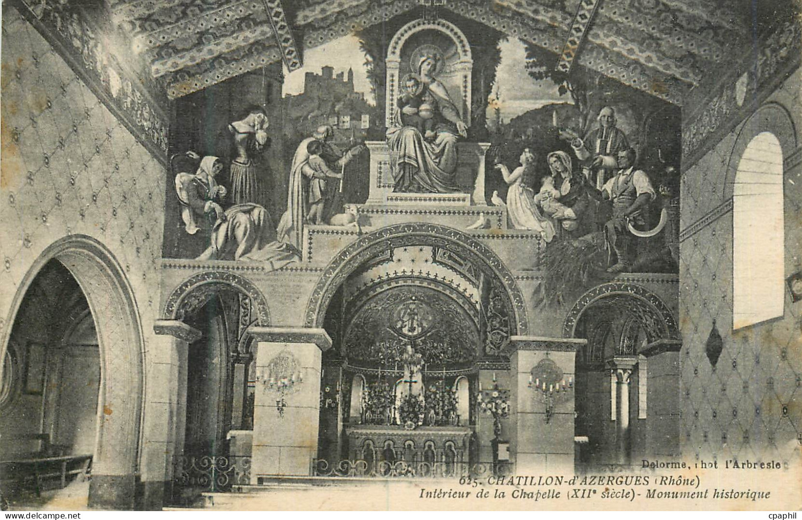 CPA Chatillon d'Azergues (Rhone) Interieur de la Chapelle (XIIe Siecle)