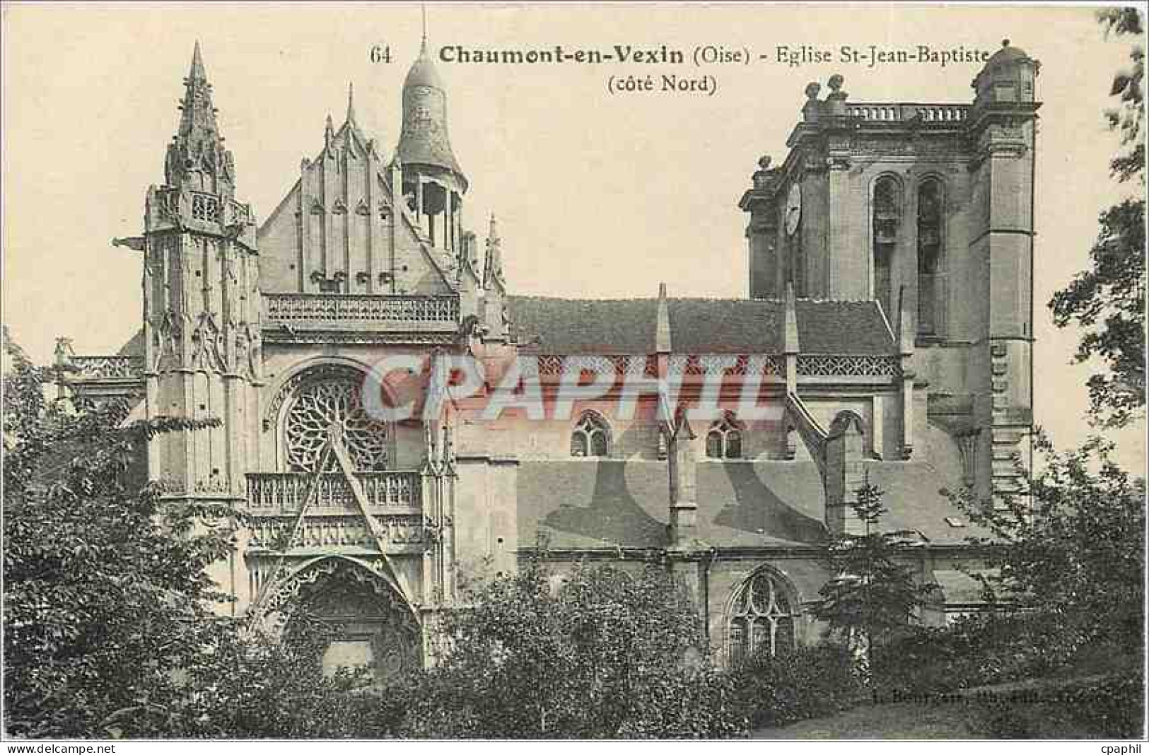 CPA Chaumont en Vexin Oise Eglise St Jean Baptiste Cote Nord