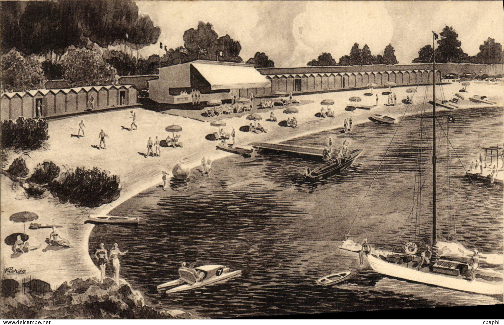 CPA Chez Keller Plage De La Garoupe Cap D'Antibes Bateaux