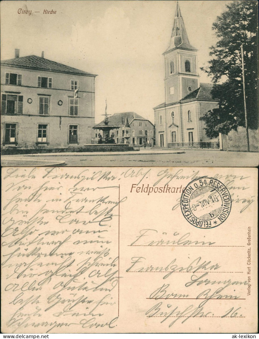 CPA Cirey-sur-Vezouze Partie an der Kirche 1916  gel. Feldpost
