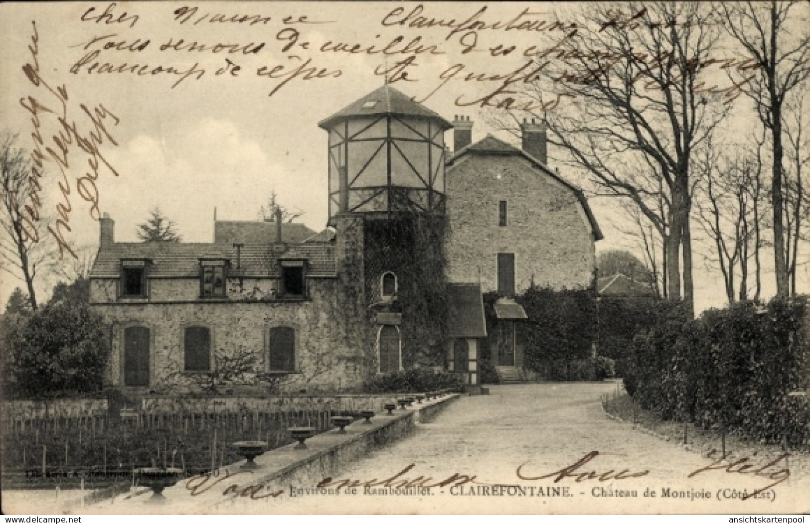 CPA Clairefontaine Yvelines, Schloss von Montjoie, Landschaft von Rambouillet, Wasserbehälter