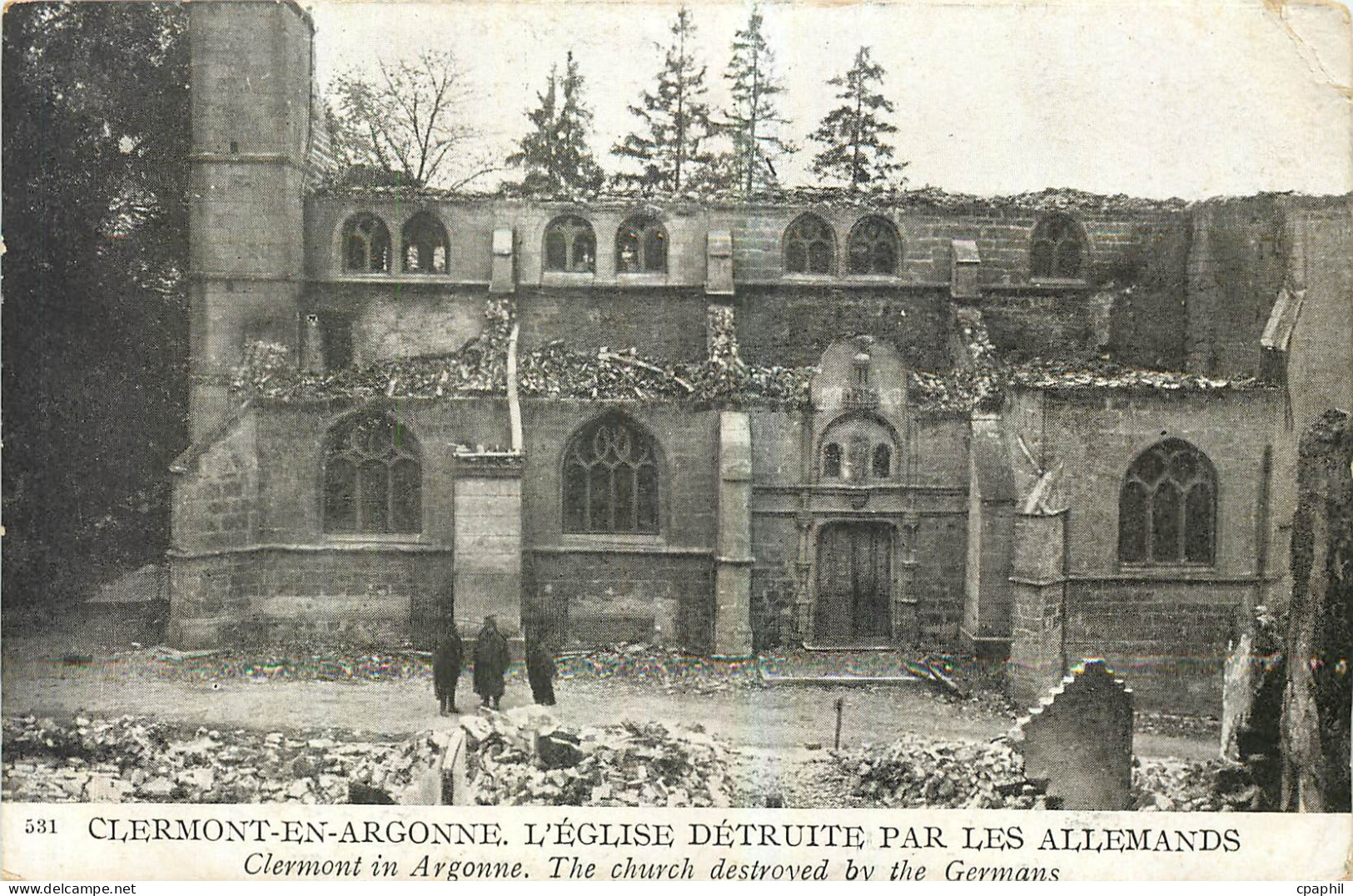 CPA Clermont en Argonne l'Eglise deteruite par les Allemands