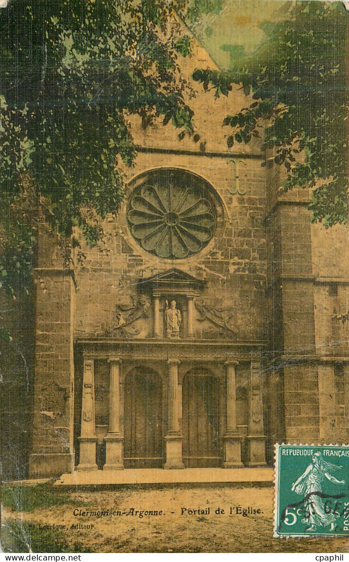 CPA Clermont en Argonne Portail de l'Eglise (carte toilee)