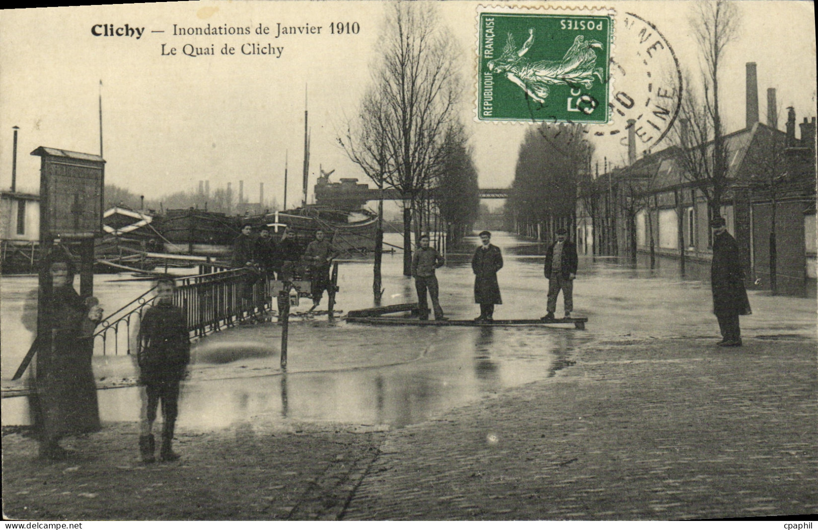 CPA Clichy Inondations de Janvier 1910 Le quai de Clichy TOP