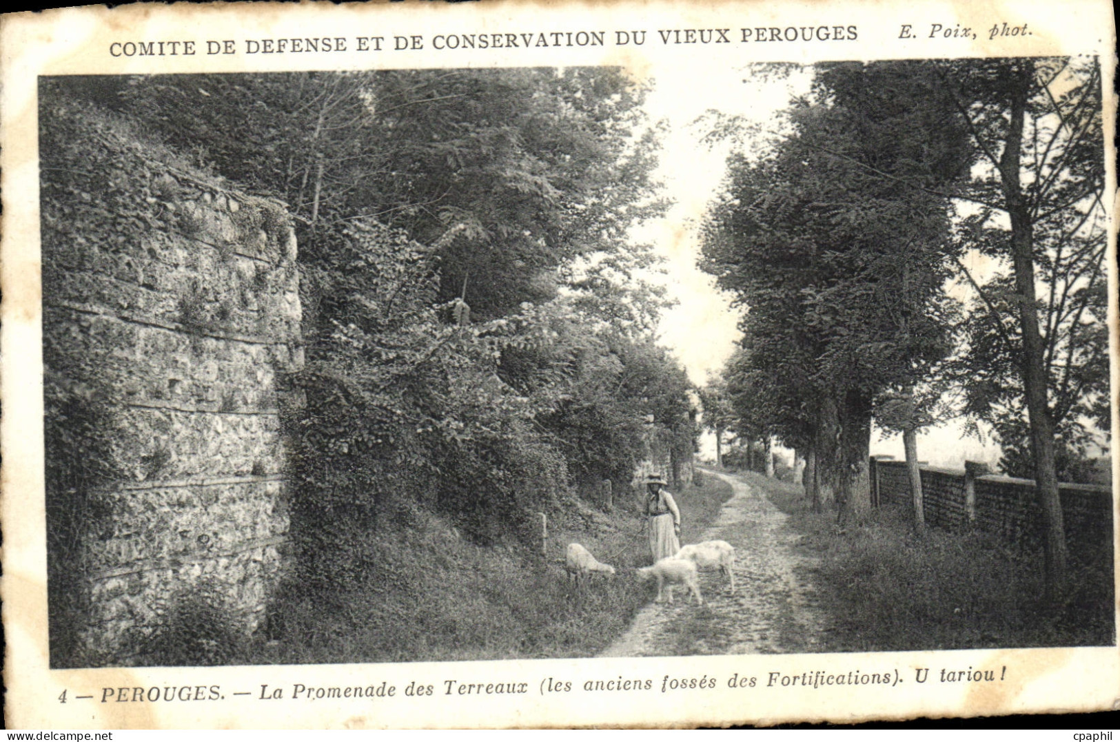 CPA Comite de defense et de Conservation du Vieux Perouges Perouges La Promenade des Terreaux les an