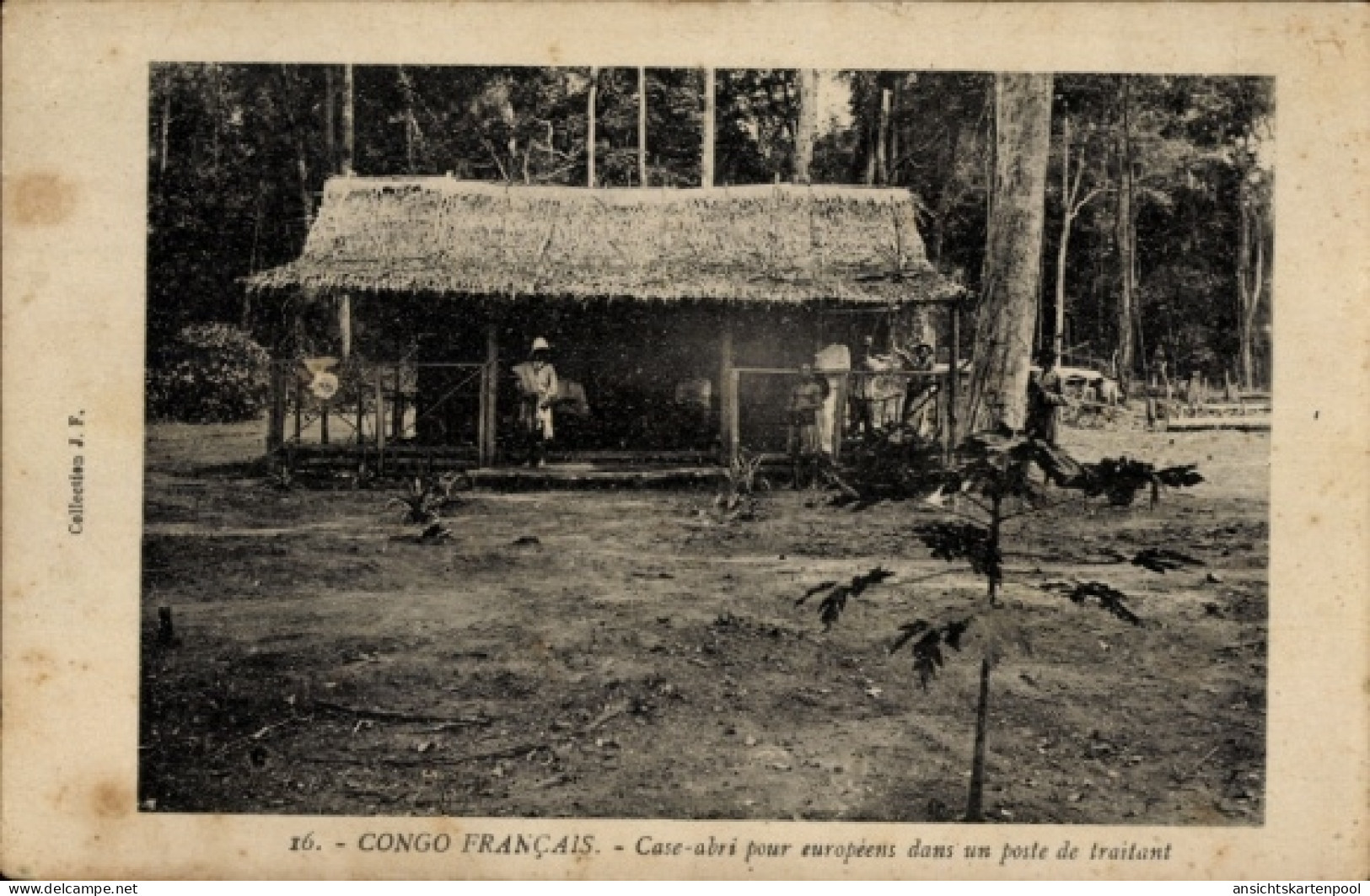 CPA Congo Französisch Kongo, Unterkunft für Europäer in einem Handelsposten