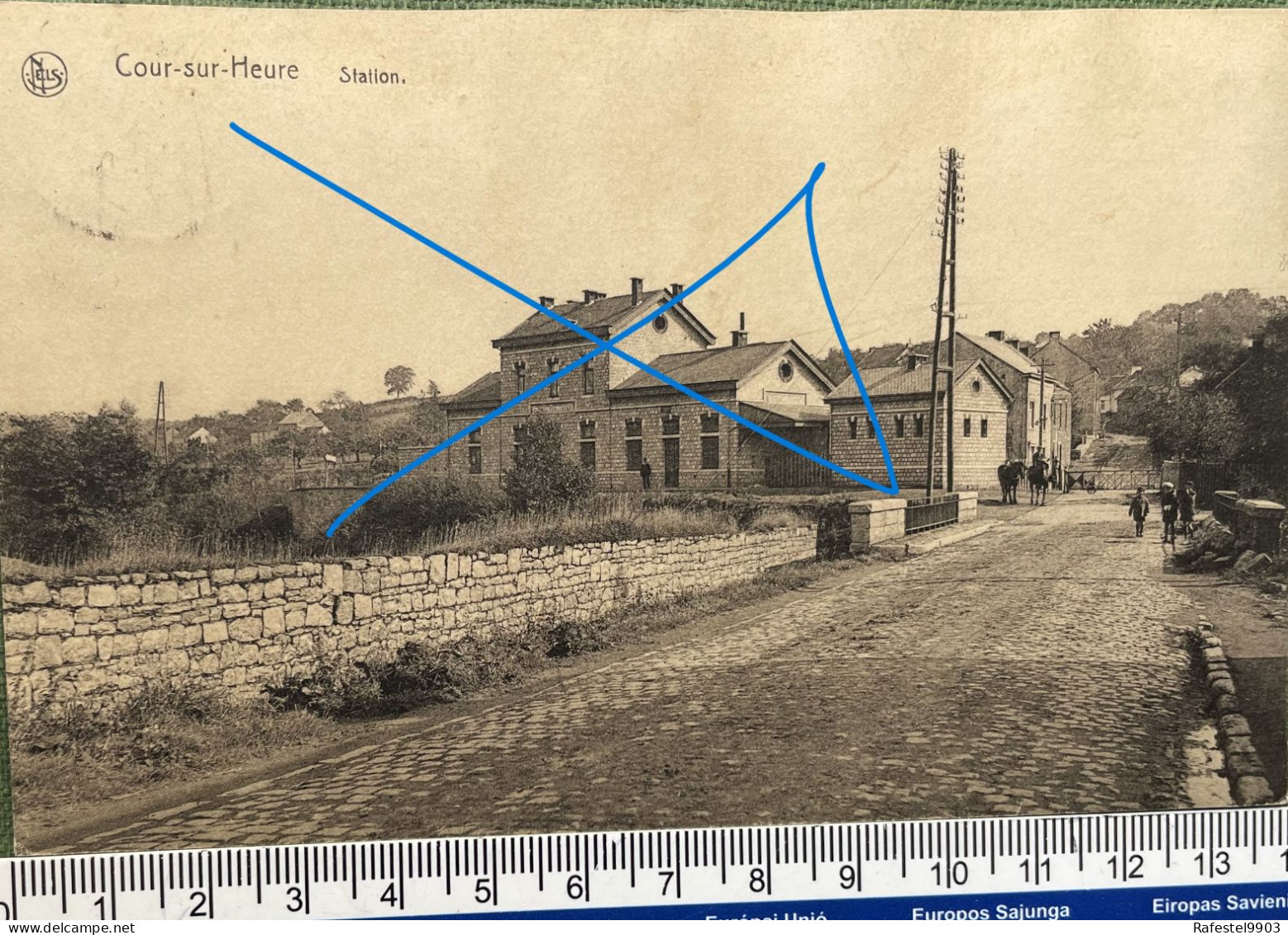 CPA COUR SUR HEURE Région Ham sur Heure Nalinnes Gare Station train Trein