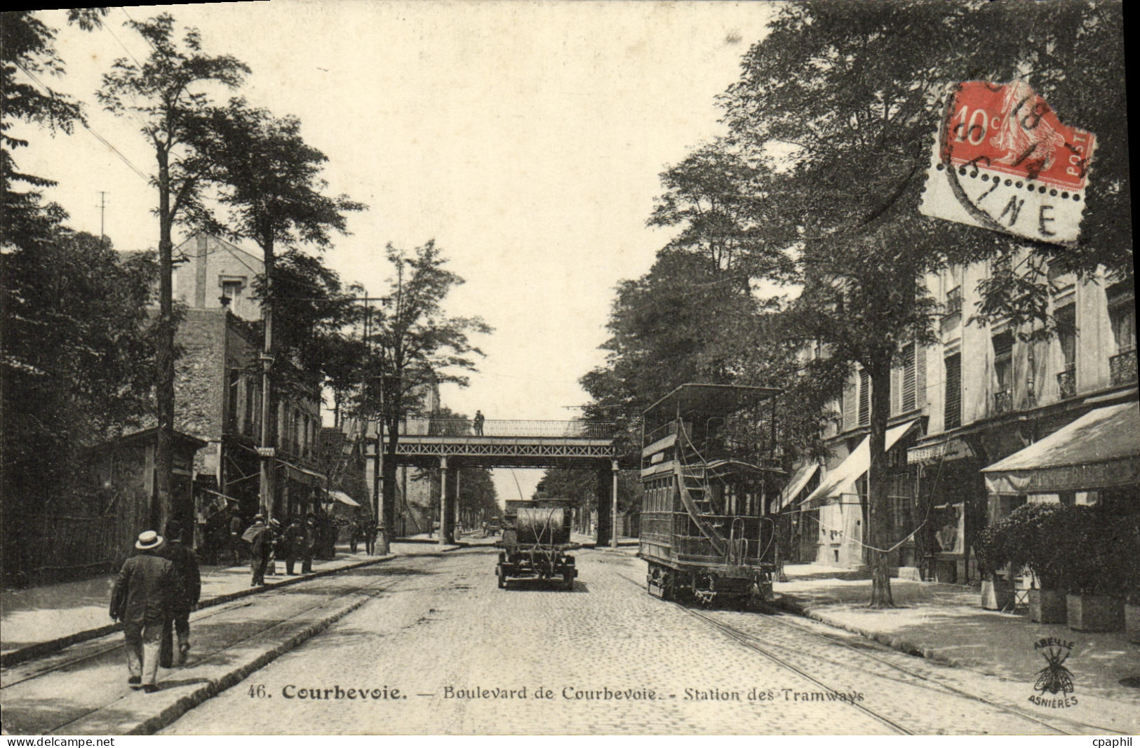 CPA Courbevoie Boulevard de Courbevoie Station des tramways