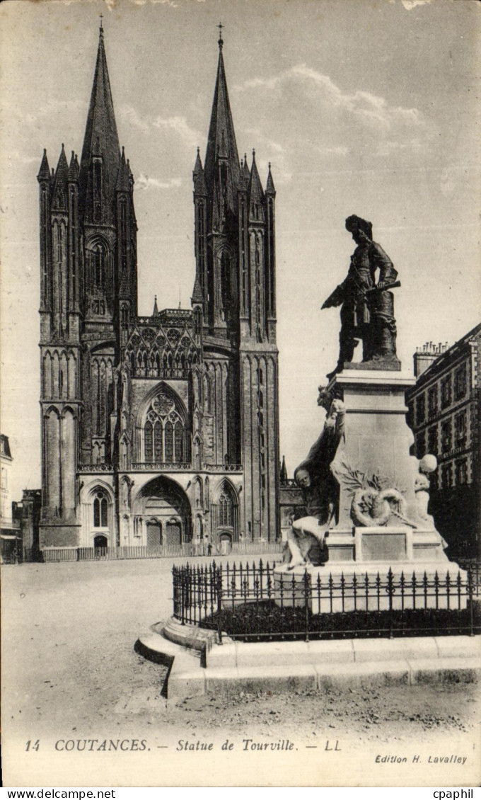 CPA Coutances Statue de Tourville