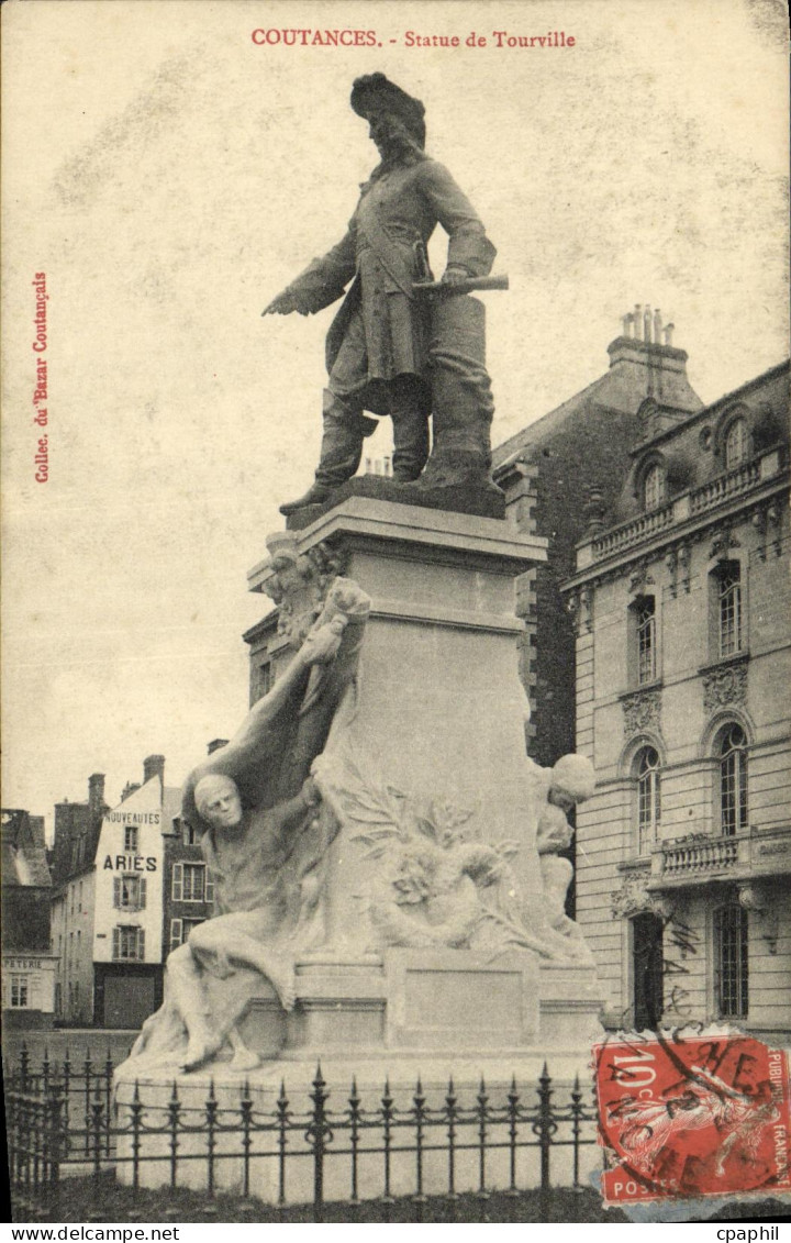 CPA Coutances Statue de Tourville