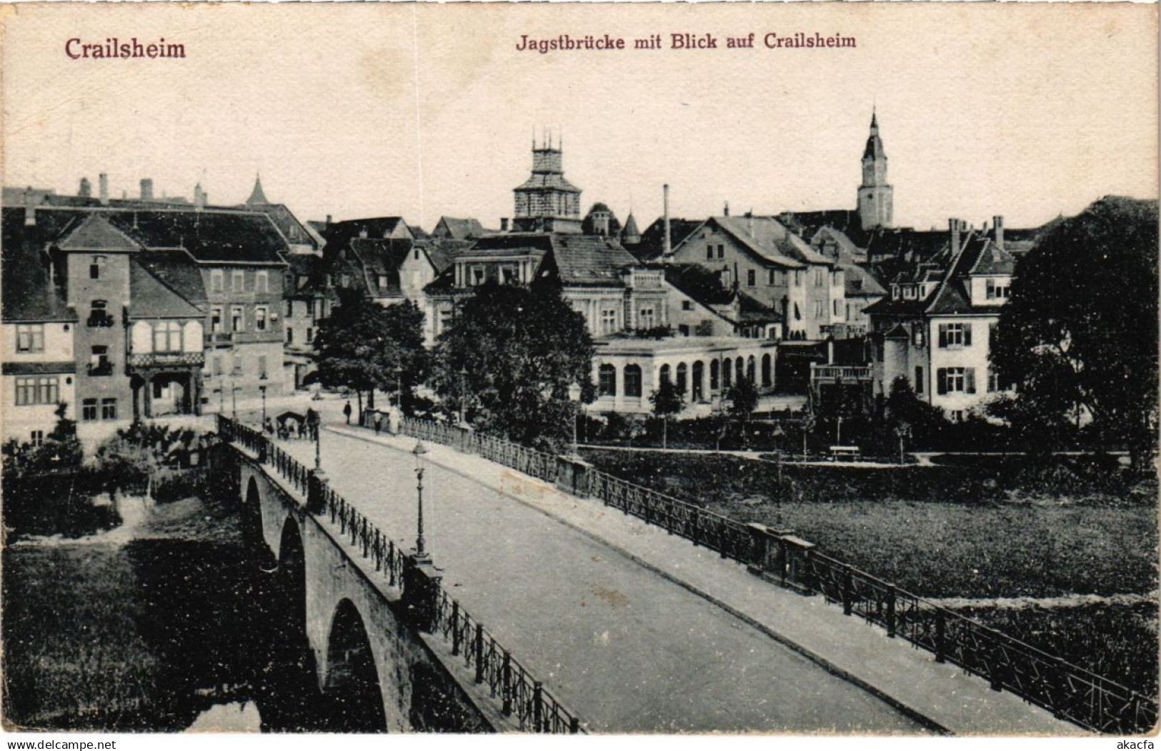 CPA Crailsheim Jagstbrucke mit Blick auf Crailsheim (922515)