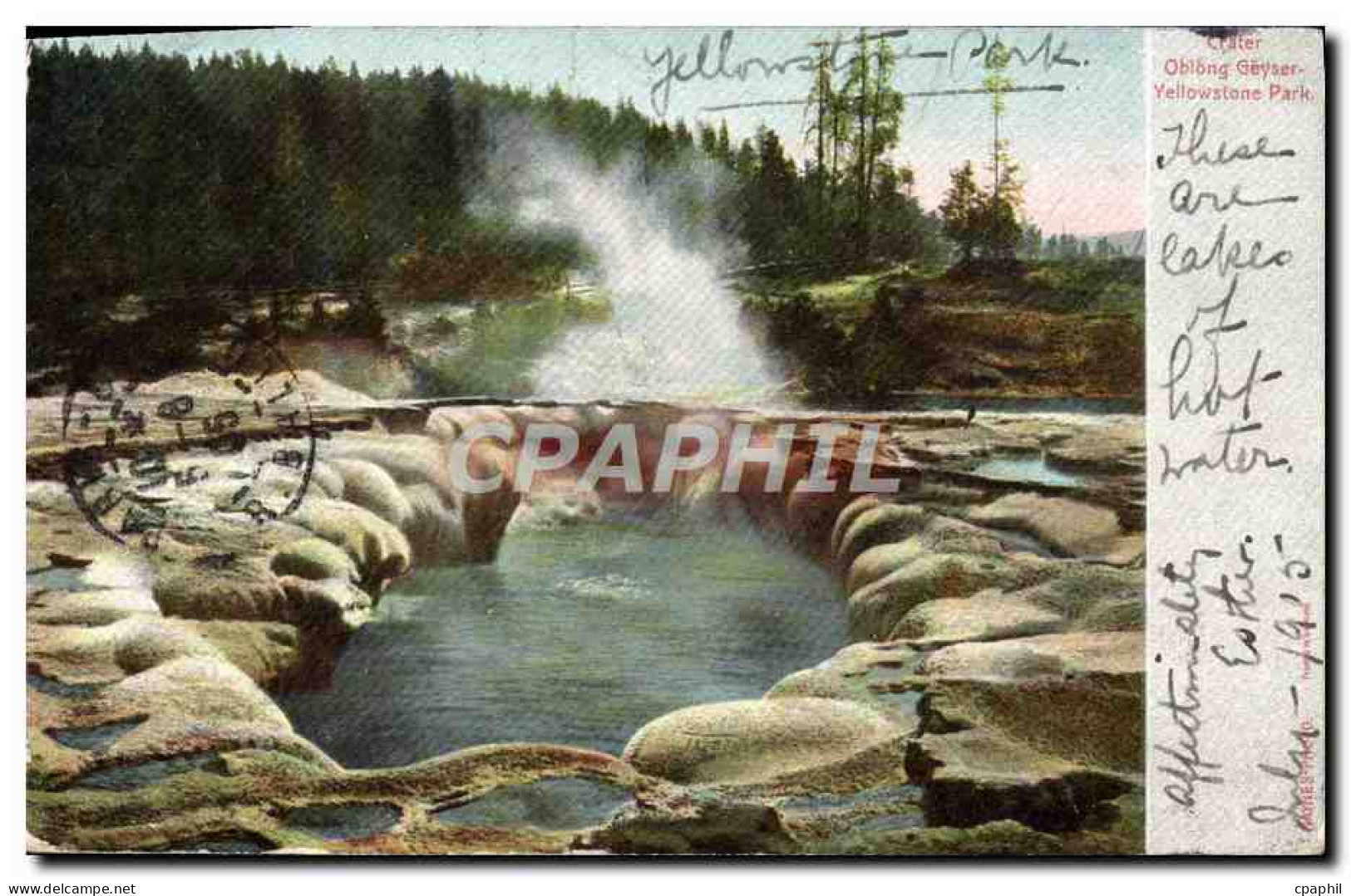 CPA Crater Obblongg Geyser Yellowstone Park