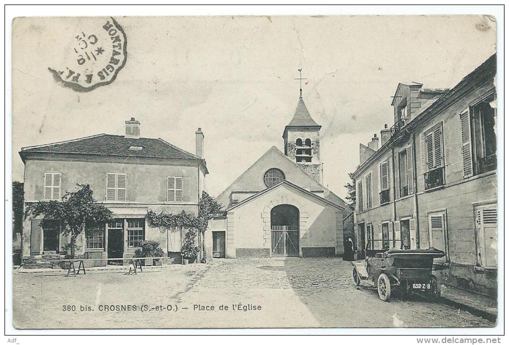 CPA CROSNES, CROSNE, ANCIENNE VOITURE AUTO ANCIENNE, TACOT CABRIOLET, ESSONNE 91