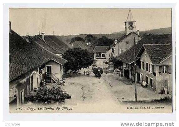 cpa CUGY  le centre du village charrette de foin et enfants a la pose streiner ph ed - 2159