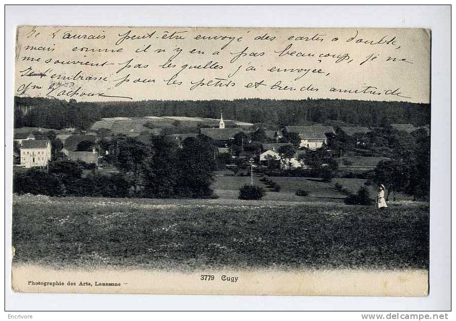 cpa CUGY vue generale fillette dans le pré - ph des arts 3779