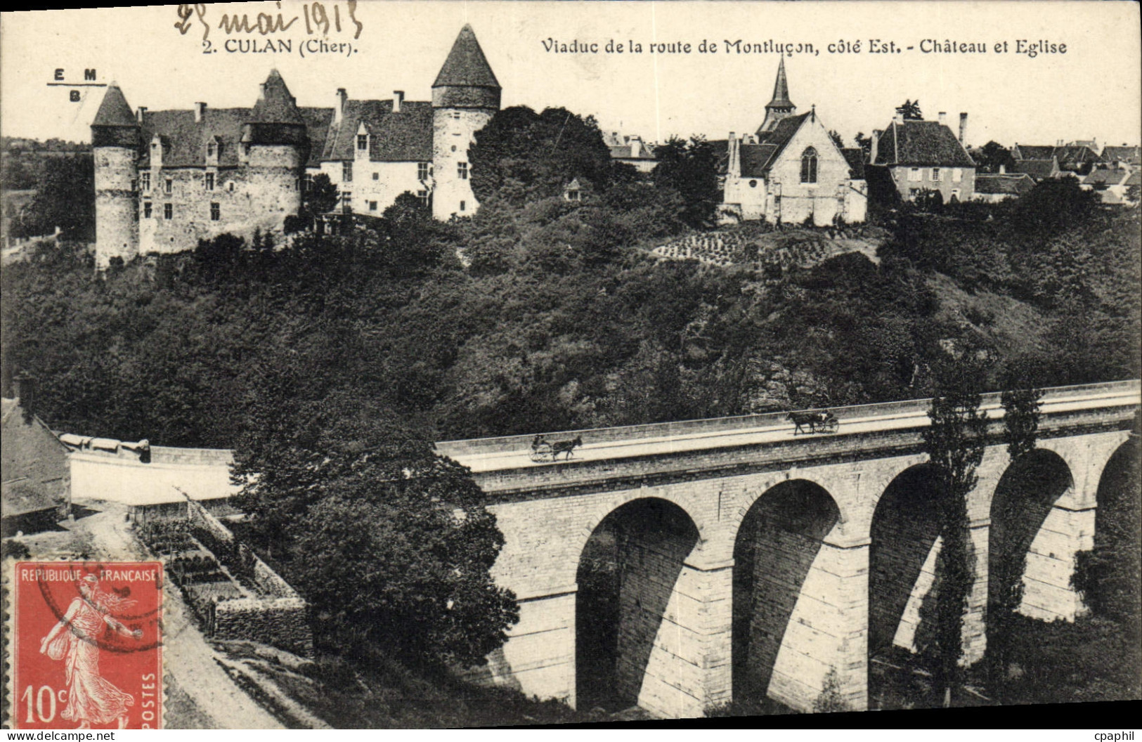 CPA CULAN viaduc château église