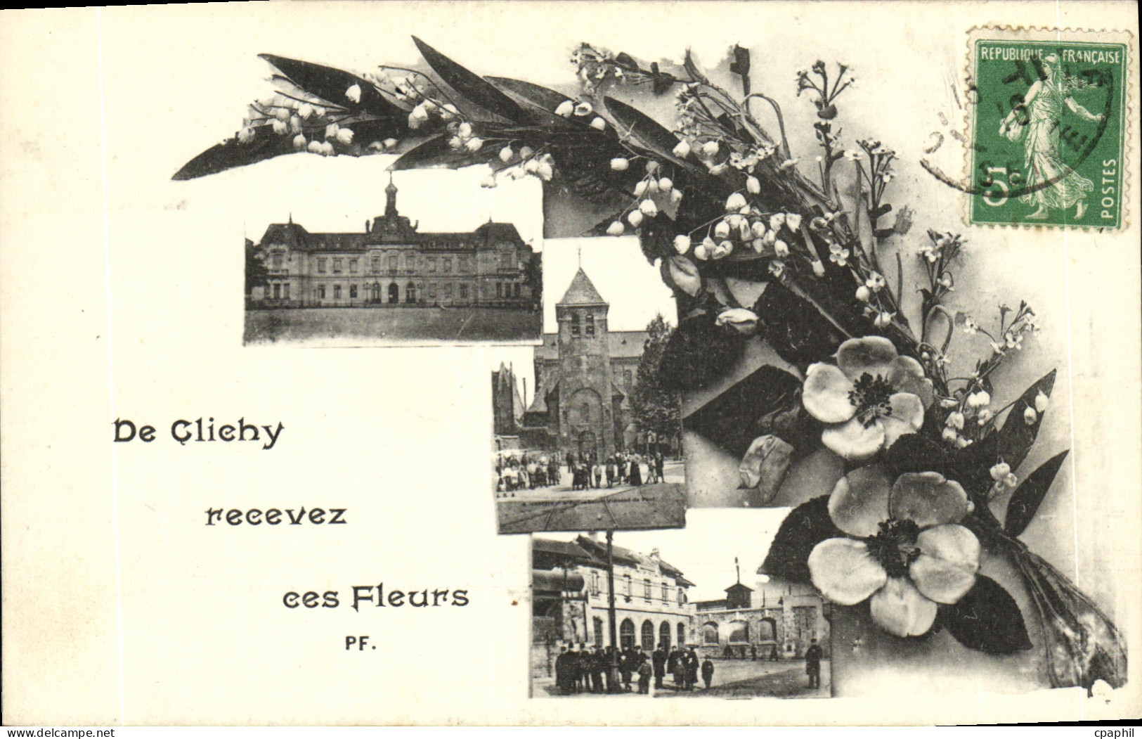 CPA De Clichy Recevez ees Fleurs