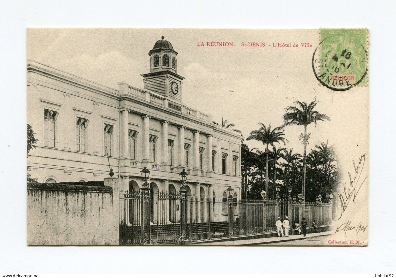 !!! CPA DE LA REUNION DE 1906 : ST DENIS, L'HOTEL DE VILLE