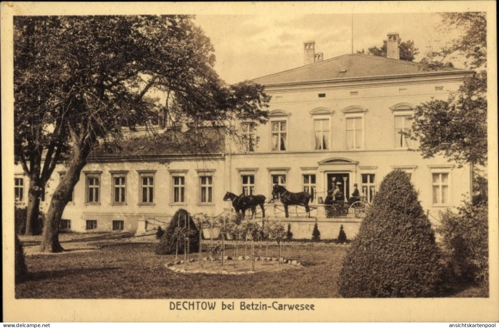 CPA Dechtow Fehrbellin in Brandenburg, Gutshaus, Kutsche