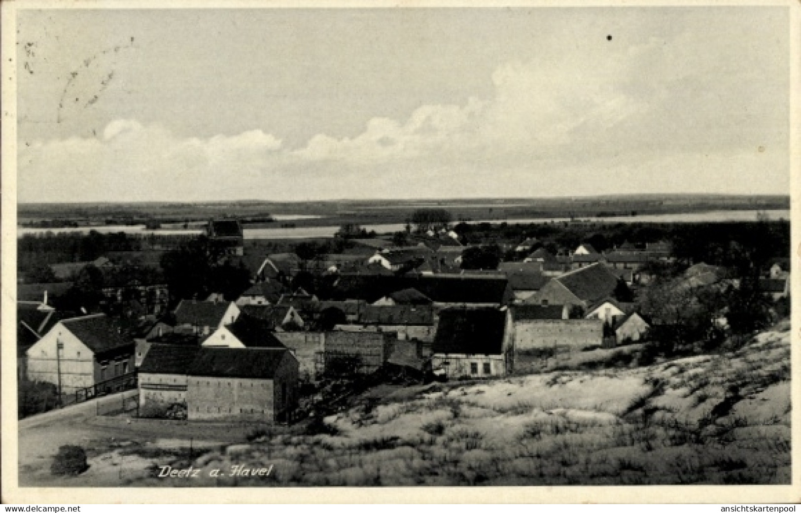 CPA Deetz Groß Kreutz an der Havel, Panorama von der Ortschaft