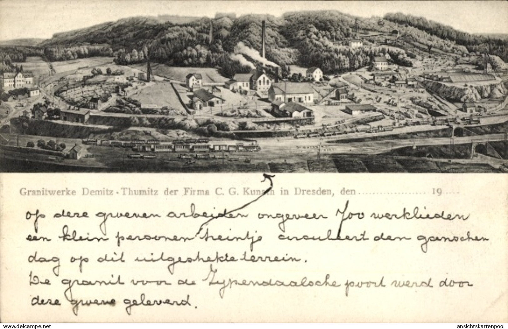CPA Demitz Thumitz in Sachsen, Granitwerke der Firma C. G. Kunath in Dresden