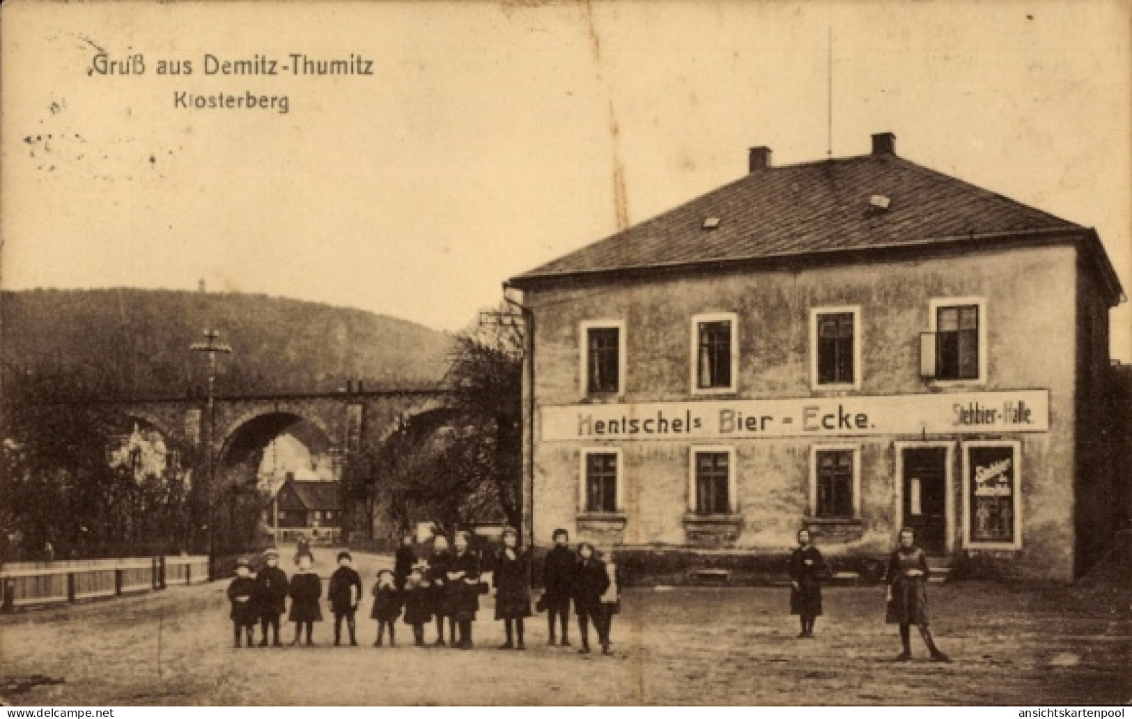 CPA Demitz Thumitz in Sachsen, Klosterberg, Hentschel Bier-Ecke