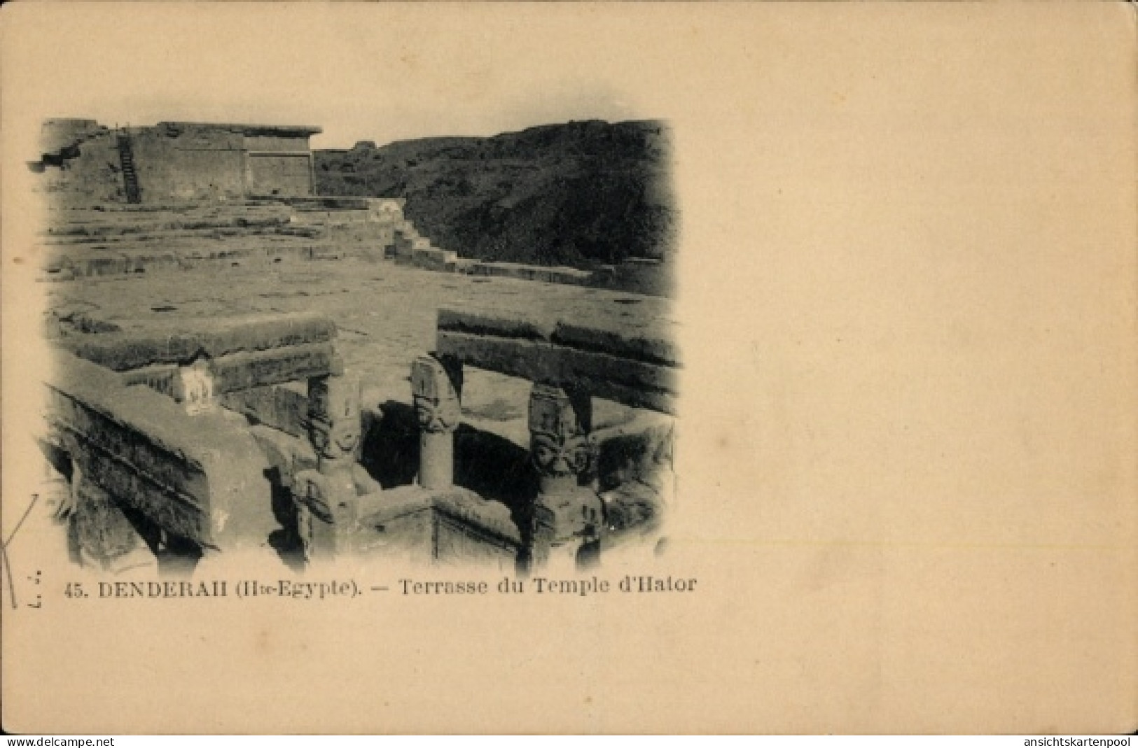 CPA Denderah Qina Ägypten, Terrasse vom Hator Tempel