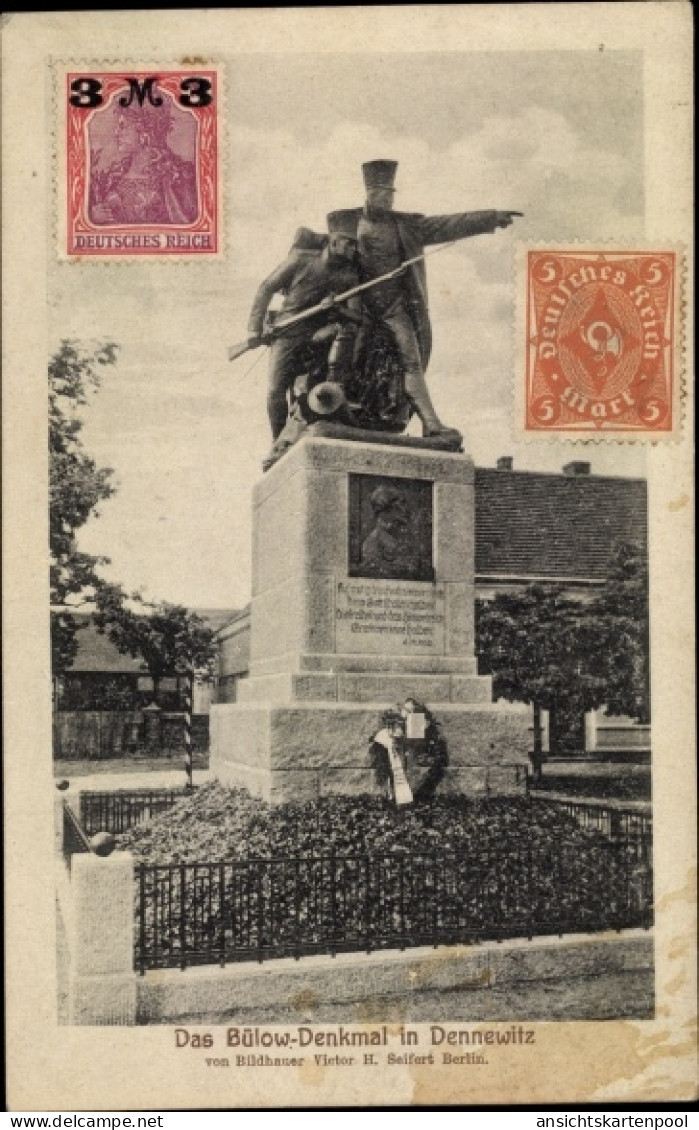 CPA Dennewitz Niedergörsdorf in Brandenburg, Bülow Denkmal, Bildhauer Victor H. Seifert