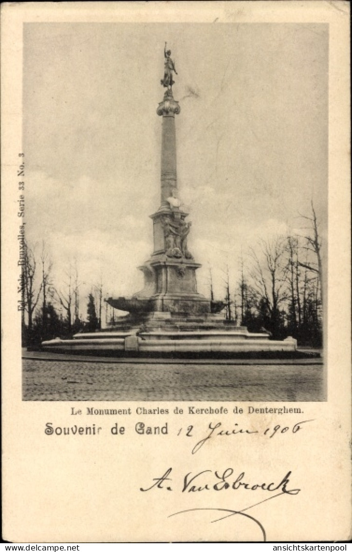 CPA Dentergem Denterghem Westflandern, Monument Charles de Kerchofe