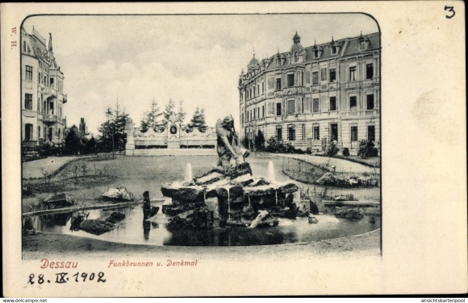 CPA Dessau in Saxe Anhalt, Funkbrunnenund Denkmal