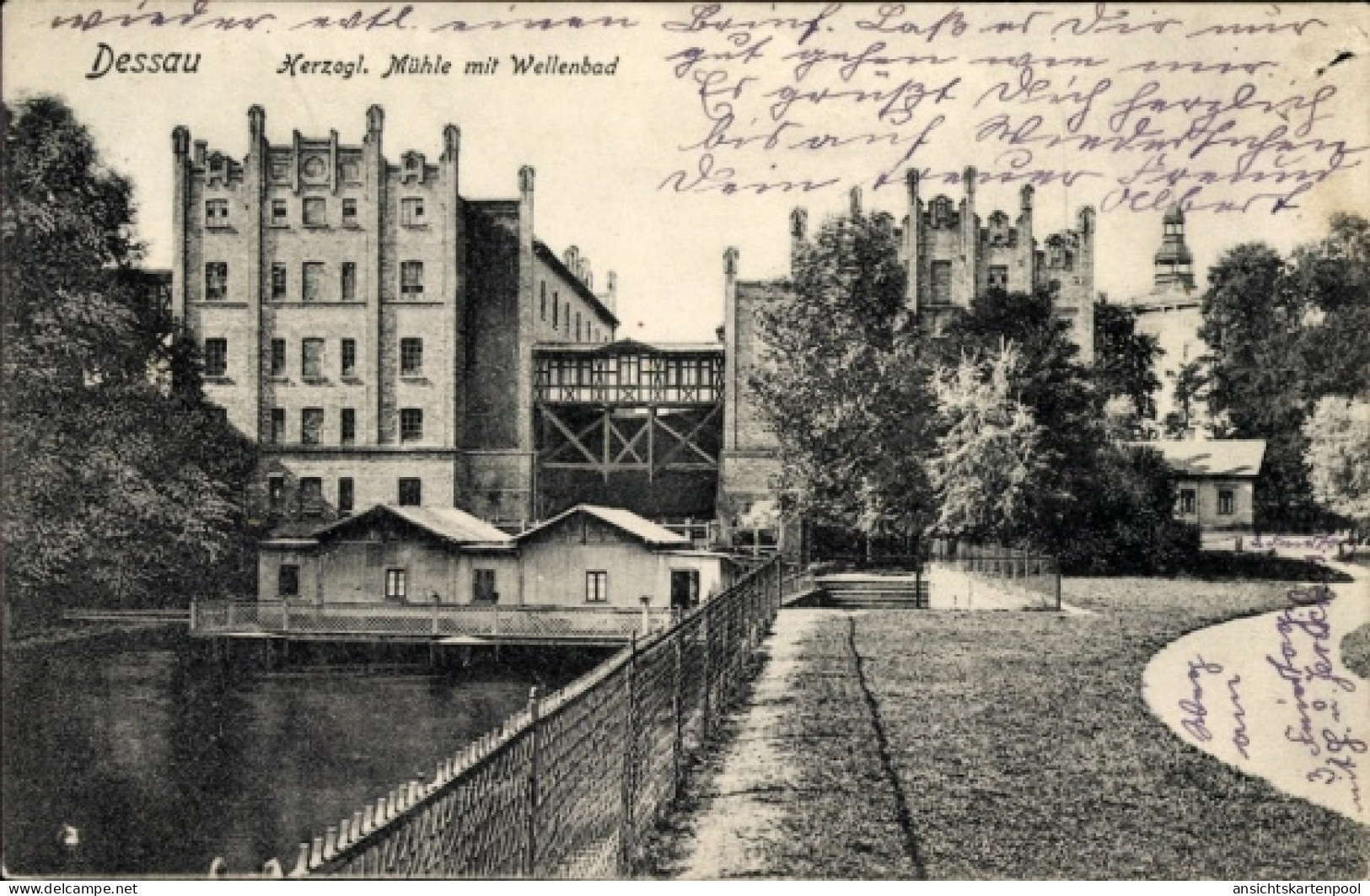 CPA Dessau in Saxe Anhalt, Mühle mit Wellenbad