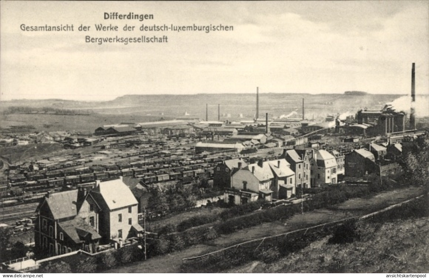 CPA Differdange Differdingen Luxembourg, Werke der deutsch-luxemburgischen Bergwerksgesellschaft
