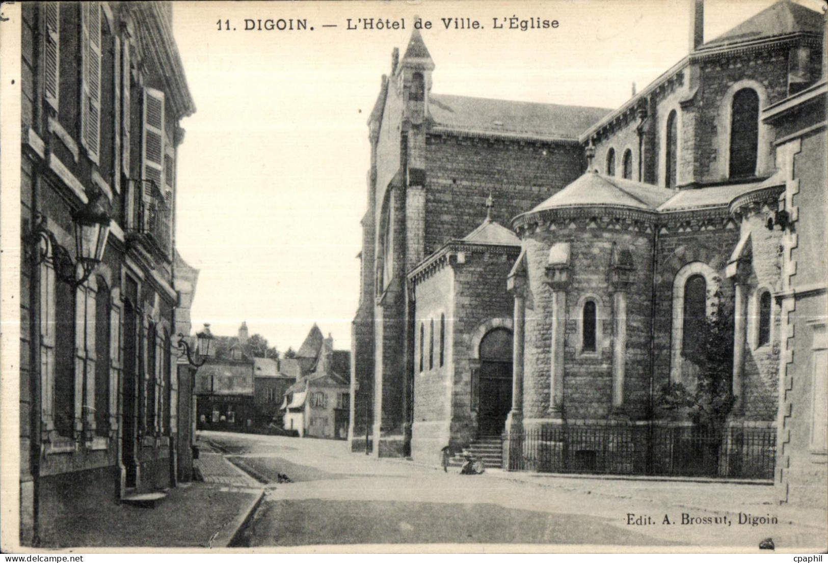 CPA Digoin l Hotel de Ville l Eglise
