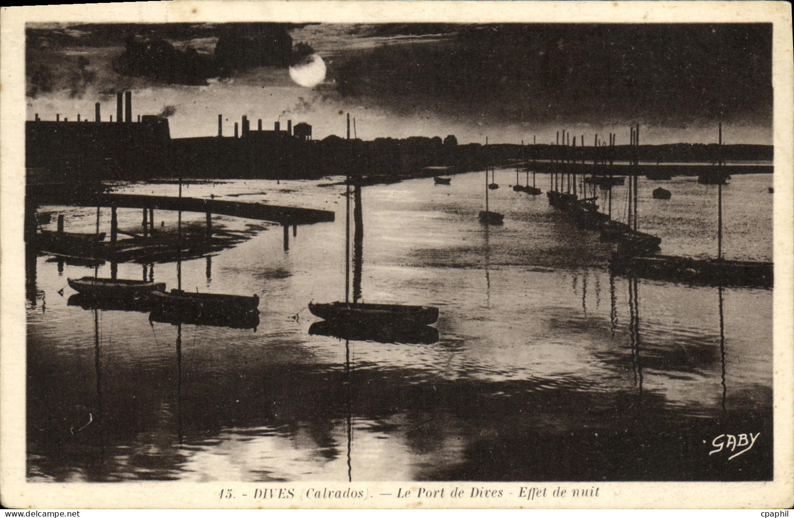 CPA Dives Le Port de Dives Effet de nuit Bateaux