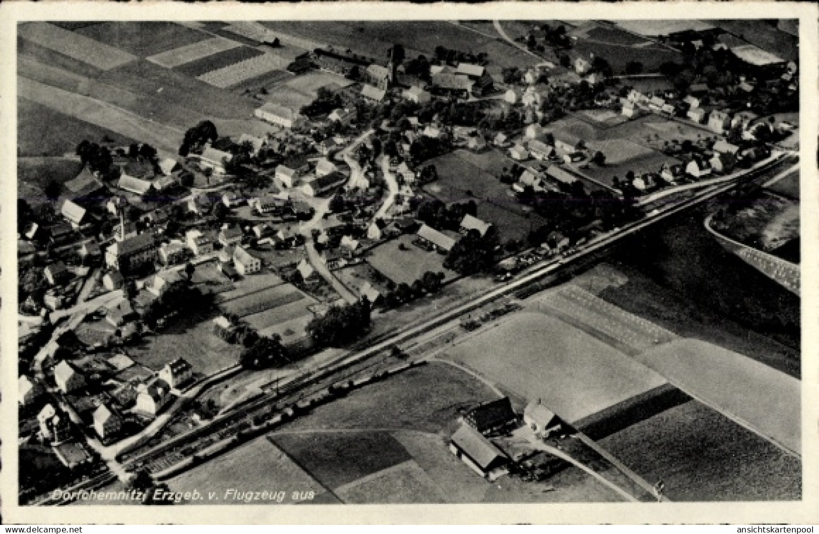 CPA Dorfchemnitz Zwönitz im Erzgebirge, Fliegeraufnahme