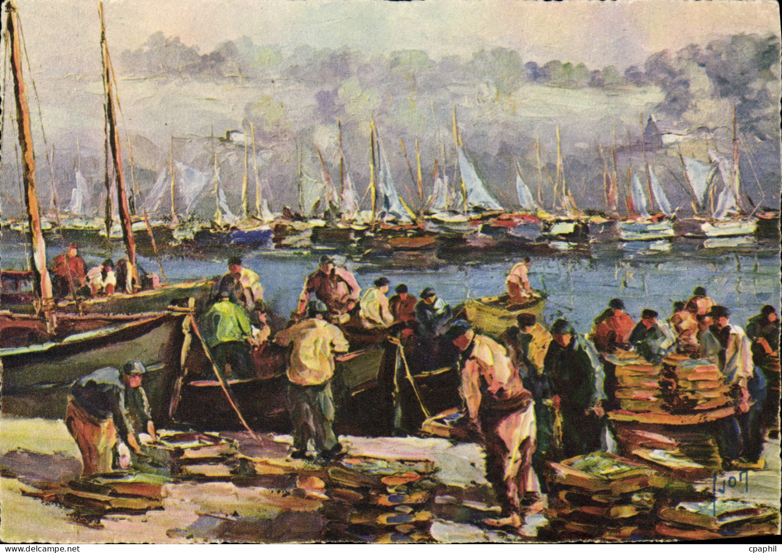 CPA Douarnenez Finistere les filets bleus
