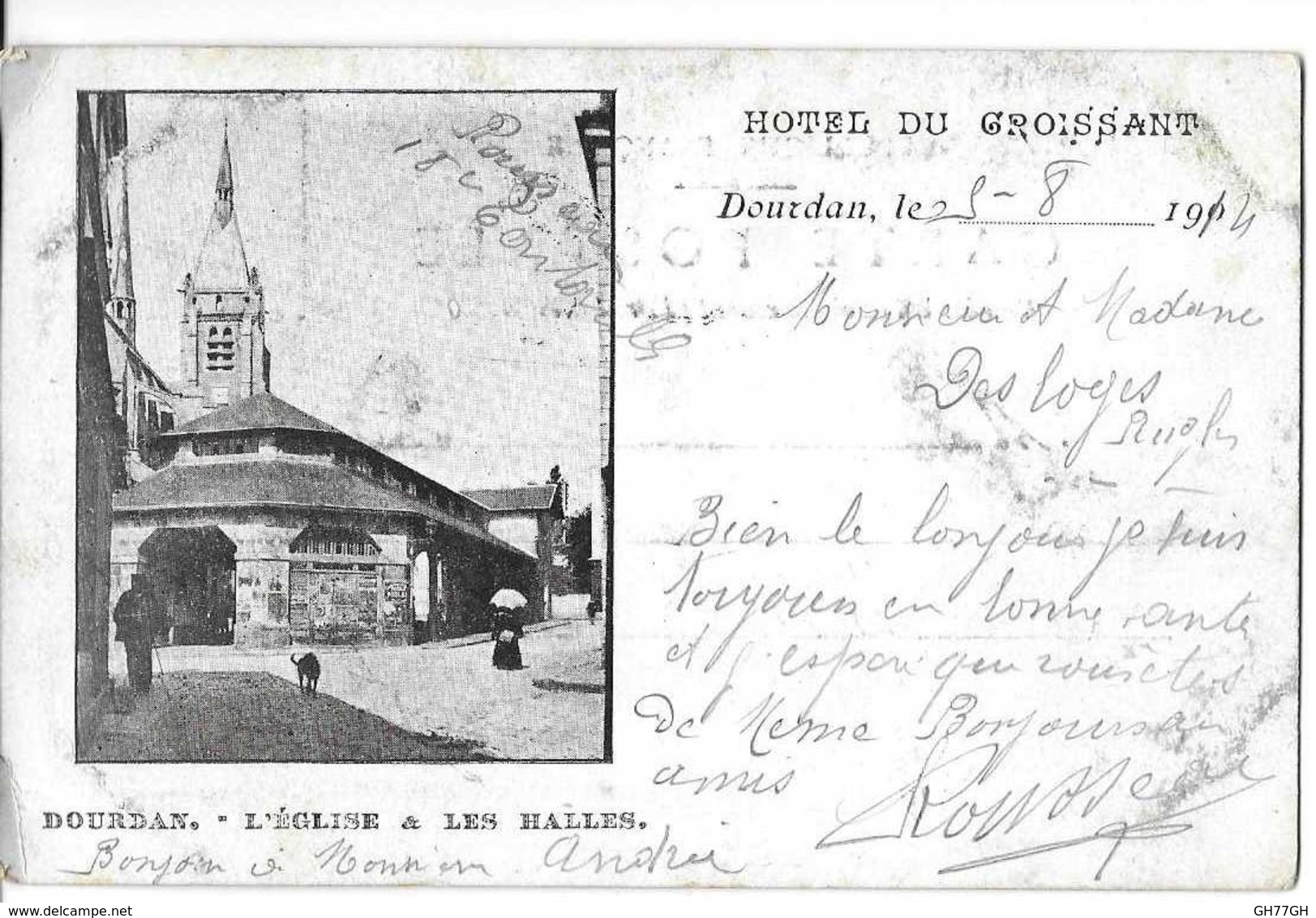 CPA DOURDAN -église, halles