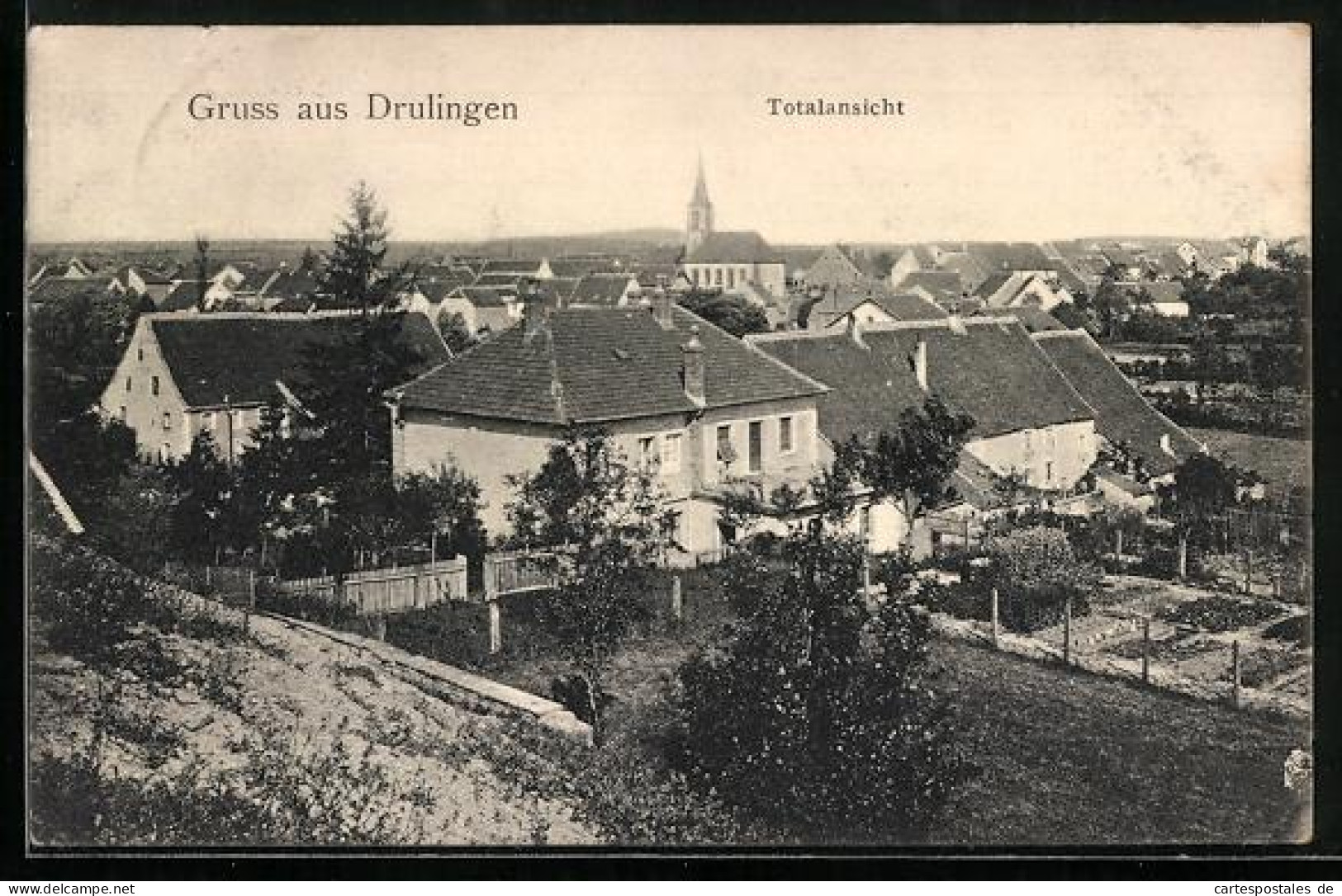 CPA Drulingen, Vue général, L`Église