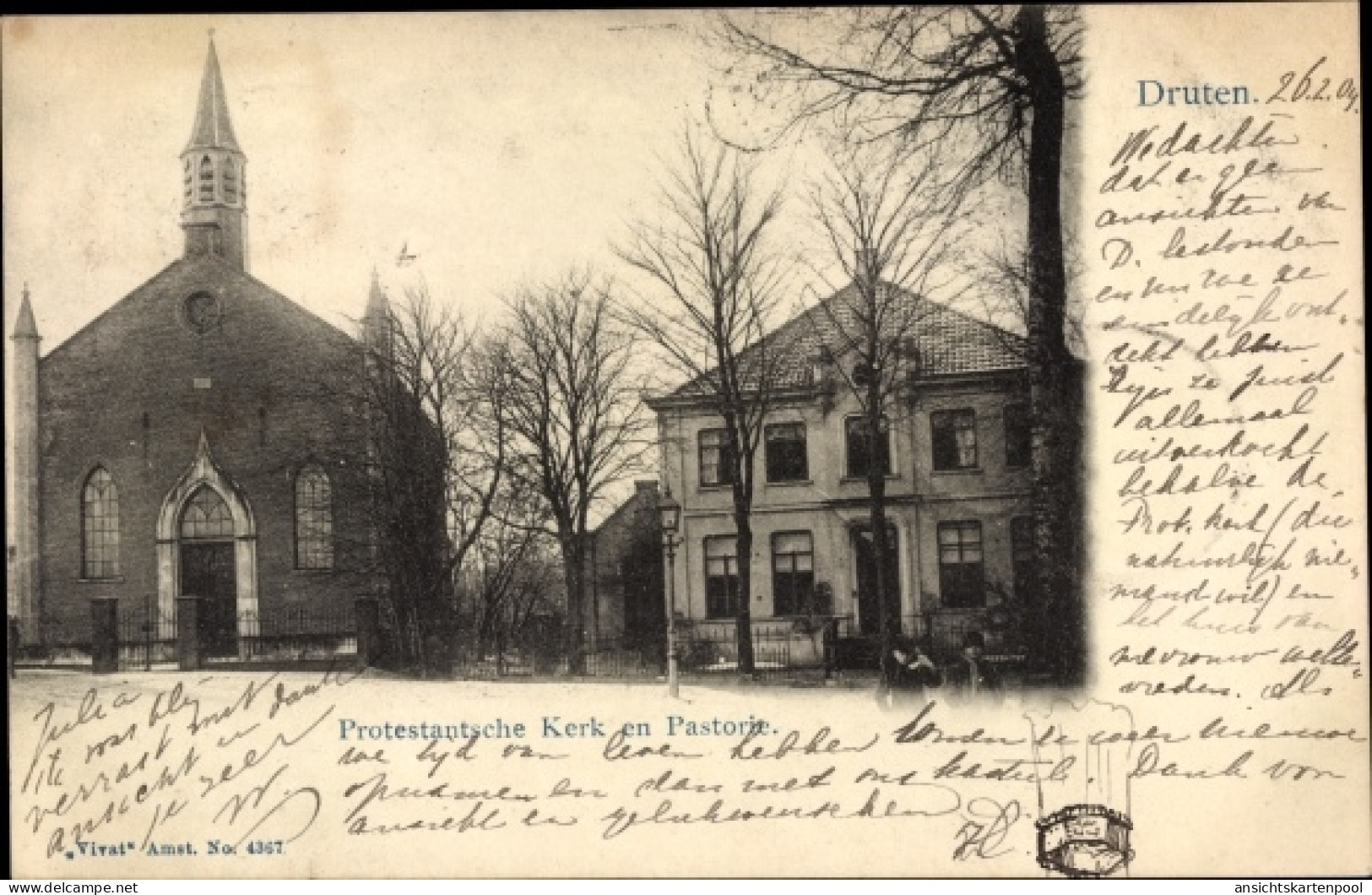 CPA Druten Gelderland Niederlande, Kirche und Pastorei