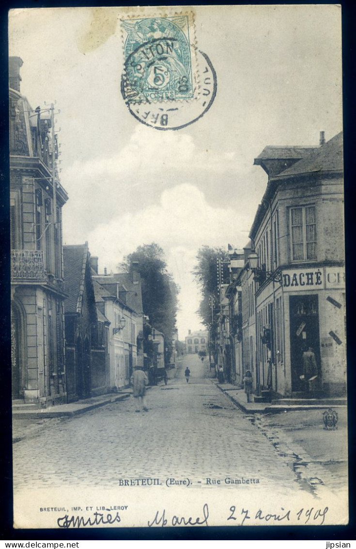 cpa du 27 Breteuil  -- rue Gambetta    JU25-84