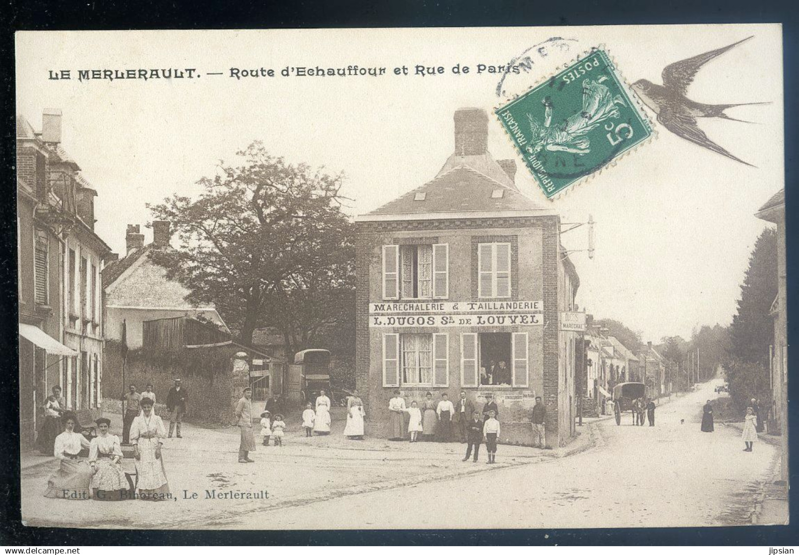 cpa du 61 Le Merlerault , route d' Echauffour et rue de Paris   MAR25-12