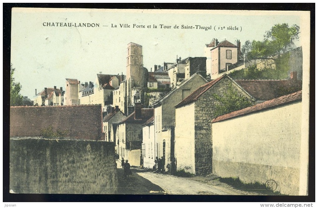 cpa du 77 Chateau Landon -- la Ville forte et la tour de Saint Thugal ( 12è siècle)      AA11