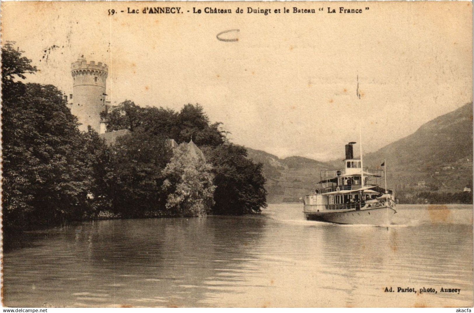 CPA DUINGT Lac d'ANNECY Chateau de DUINGT et Bateau La France (691438)