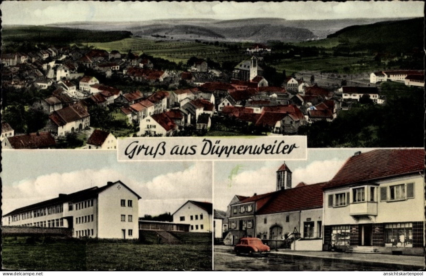 CPA Düppenweiler Beckingen im Kreis Merzig Wadern, Totalansicht, Anna Krämer Schreibwaren