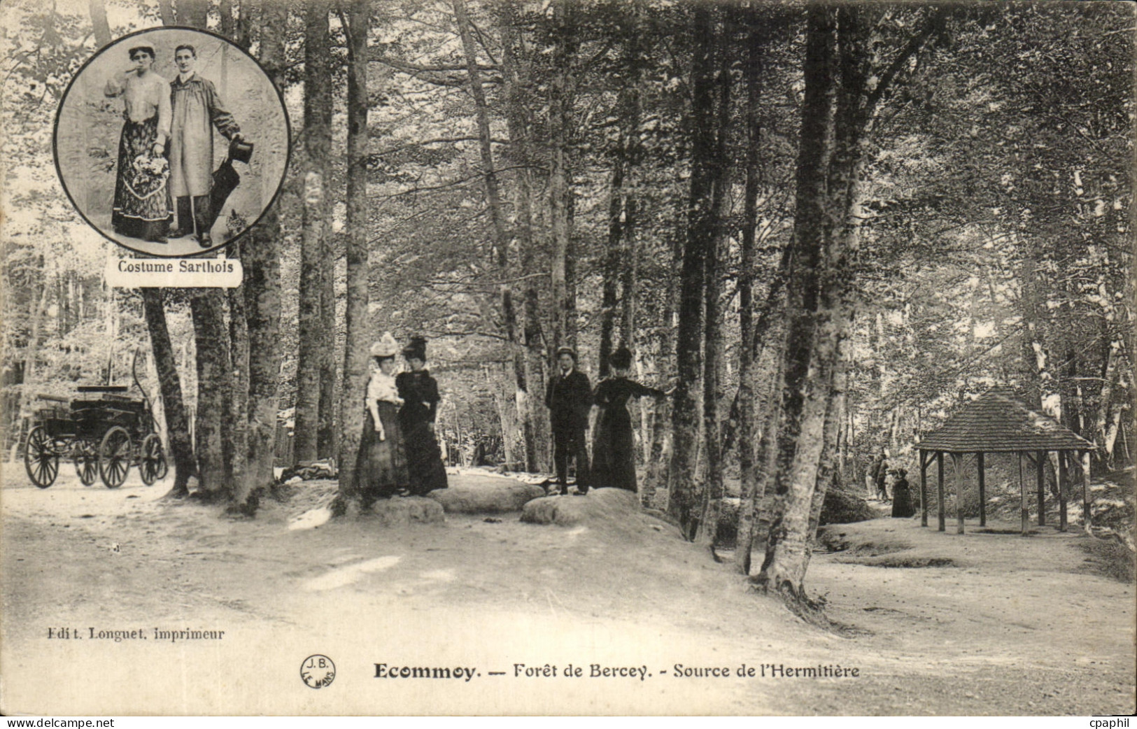 CPA Ecommoy Foret De Bercey Source De l'Hermitiere Costume Sarthois