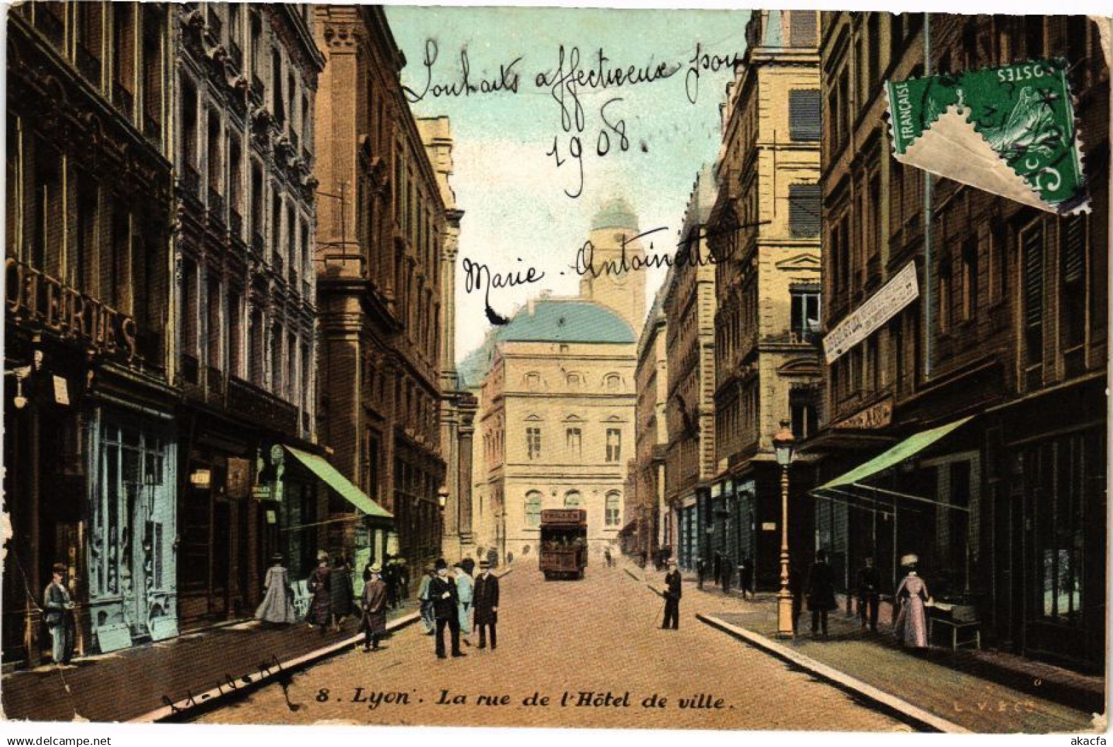 CPA ed. AQUA 8 LYON La rue de l&#039;Hotel de Ville (214697)