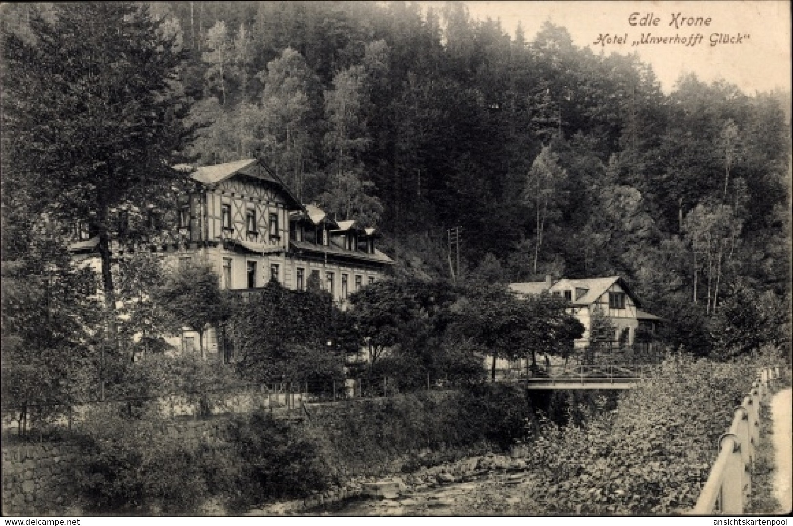 CPA Edle Krone Klingenberg im Erzgebirge Sachsen, Hotel Unverhofft Glück